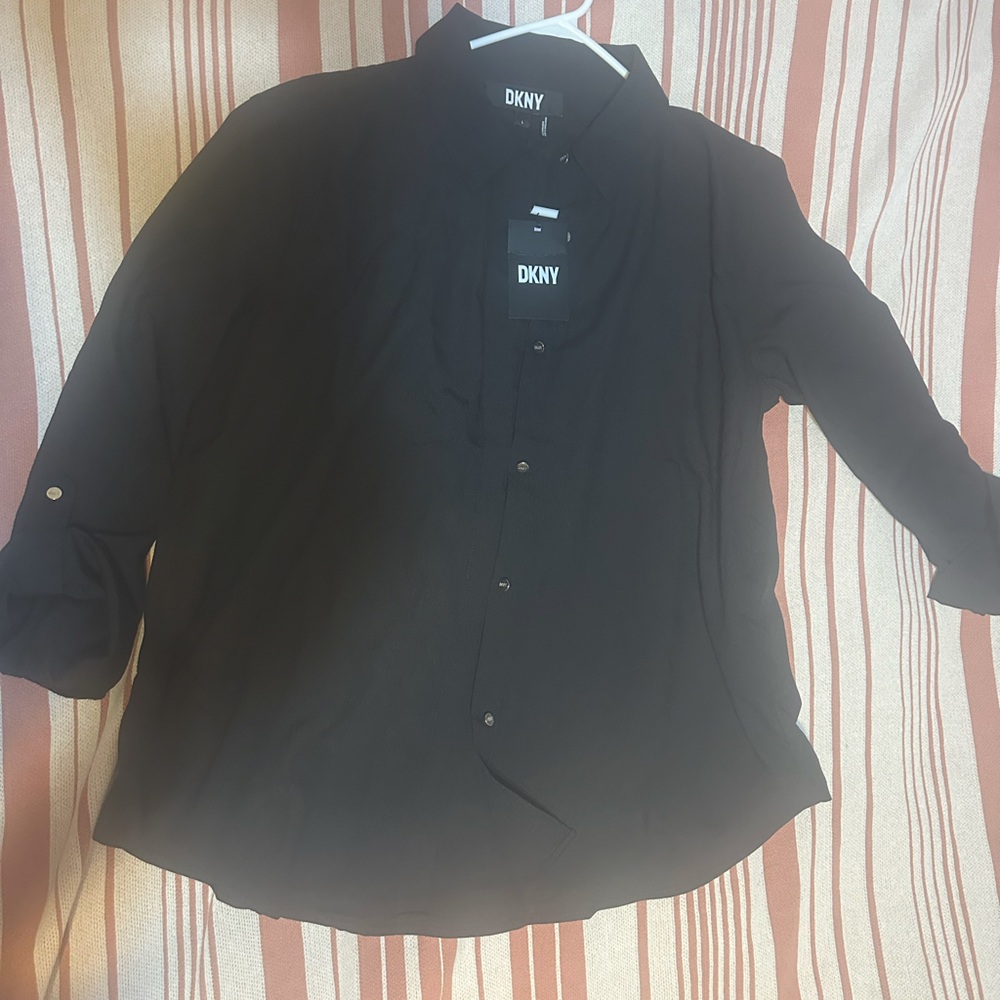 DKNY Black Button-Up Shirt